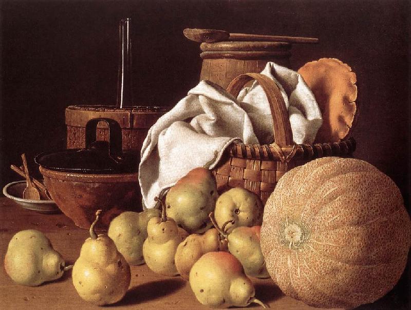 MELeNDEZ, Luis Still-life with Melon and Pears sg Sweden oil painting art